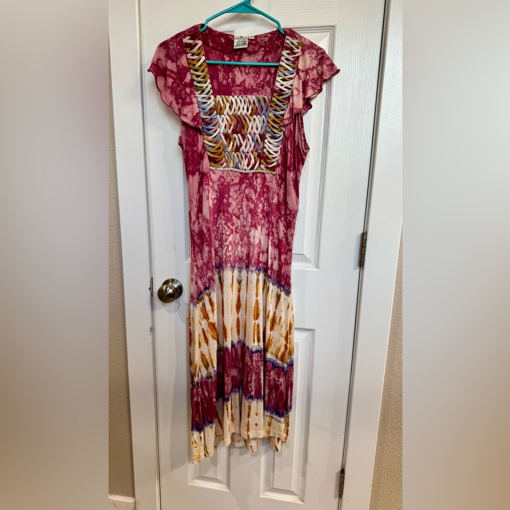 Parsley & Sage Pink and Yellow High Low Dress